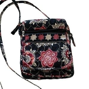 Vera Bradley quilted black and white floral crossbody